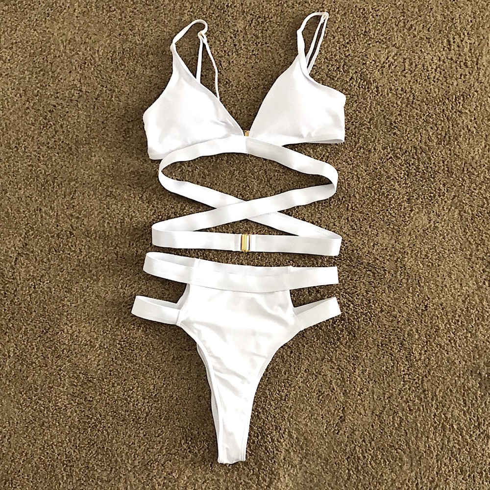 Bright sexy white swimsuit